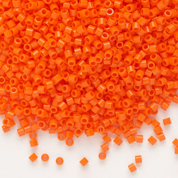 Seed bead, Delica®, glass, pkg/50g, #15 round, opaque orange (DBS-0722). image number 0