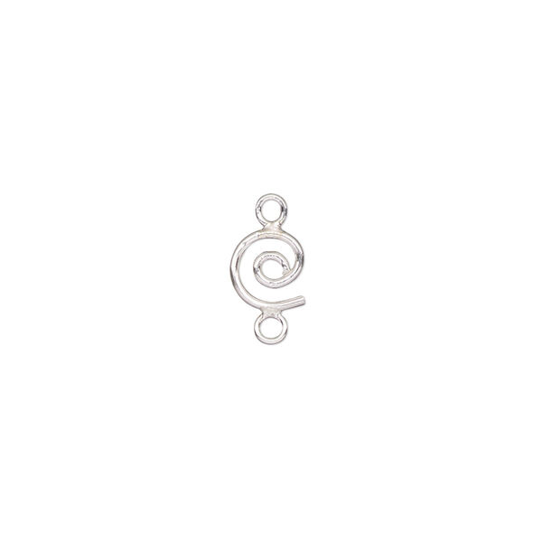 Link, sterling silver, 12x6mm round swirl. Sold per pkg of 2. image number 0