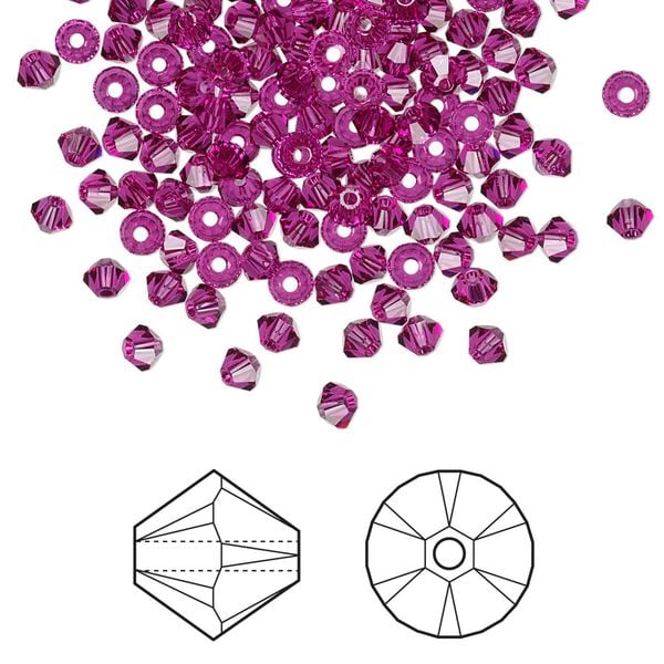 Bead 144pk fuchsia, Crystal Passions® 3mm bicone 5328 image number 0