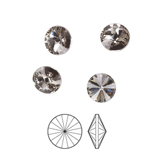 Chaton 8pk black diamond foil back, Preciosa MAXIMA Czech crystal rhinestone 8.16-8.41mm rivoli SS39 image number 0