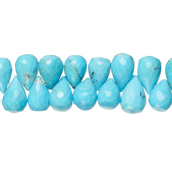 Turquoise 1pkg1, top-drilled faceted teardrop bead 8 inch 8x6mm-9x6mm image number 0