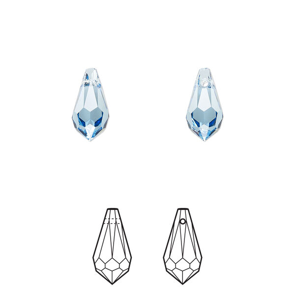 Drop 24pk cool blue, Crystal Passions® Regenerated 11x5.5mm pendant teardrop 6000 image number 0