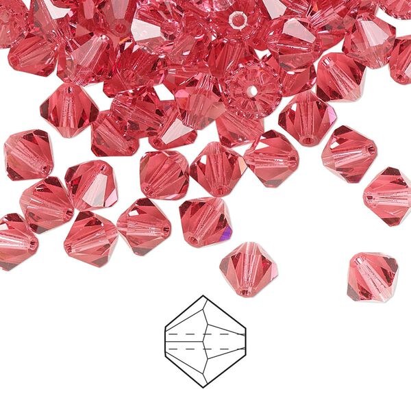 Bead 24pk Indian pink, Preciosa Czech crystal 6mm bicone image number 0