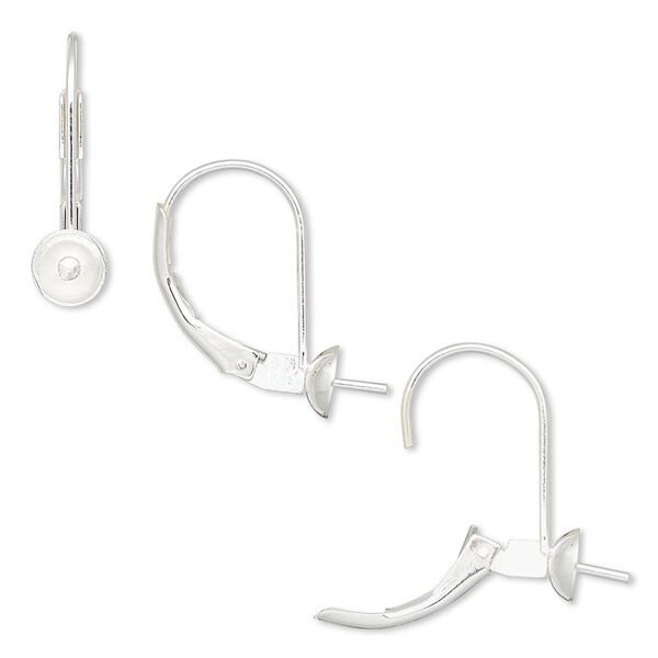 Ear wire leverback 1pkg10 sterling silver-filled, 17mm / 5mm cup / 5mm peg / 5-7mm round setting, 21 gauge 5 pair image number 0