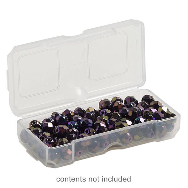 Organizer, Dot Box™, plastic, clear, 2-1/2 x 1-1/4 x 1/2 inch rectangle with pop-up lid. Sold per pkg of 4. image number 0