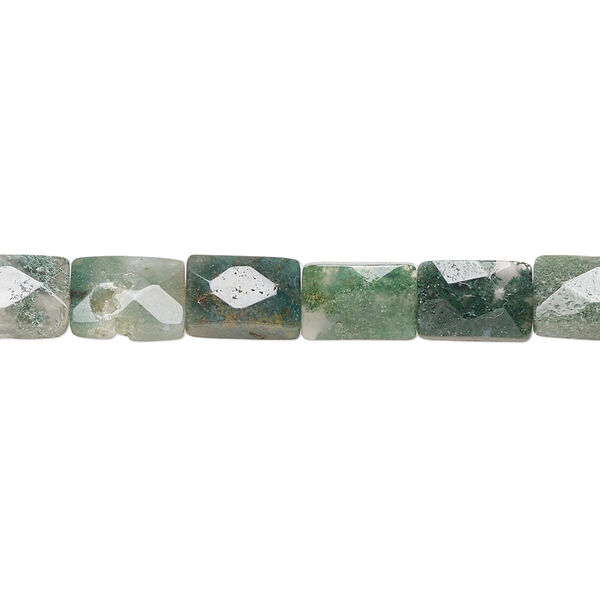 Moss agate 1pkg1, faceted rectangle bead natural 15.5-16 inch 9x6mm image number 0