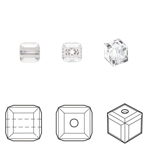 Bead 6pk crystal, Crystal Passions® 6mm cube 5601 image number 0