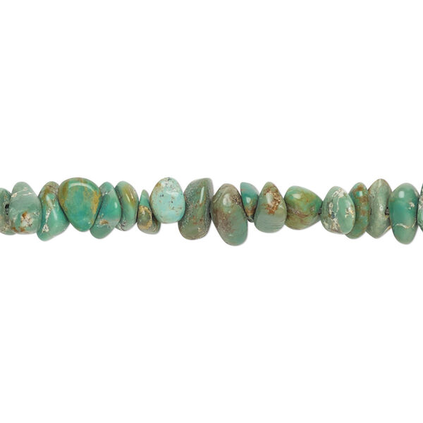 Bead, turquoise (dyed / stabilized), green-brown, small chip and small pebble, C grade, Mohs hardness 5 to 6. Sold per 15-1/2" to 16" strand. image number 0