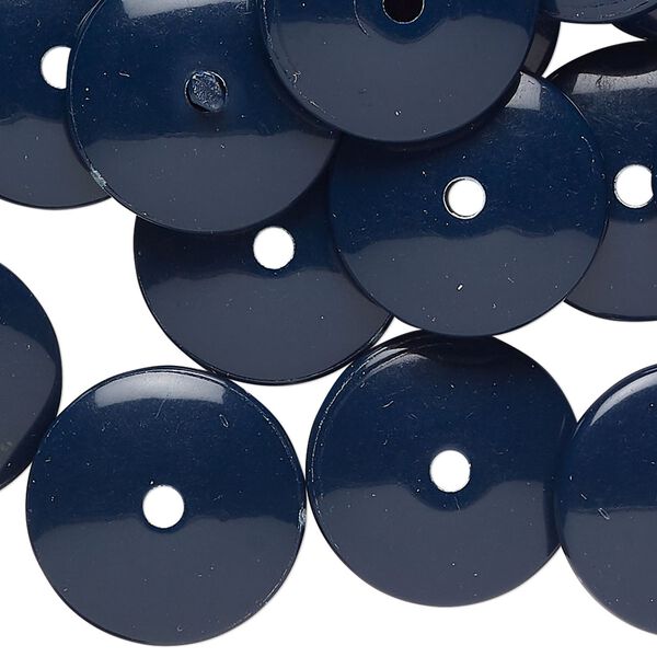 Bead, acrylic, pkg/2 ounces, navy blue, 18x5mm-20x7mm rondelle. image number 0
