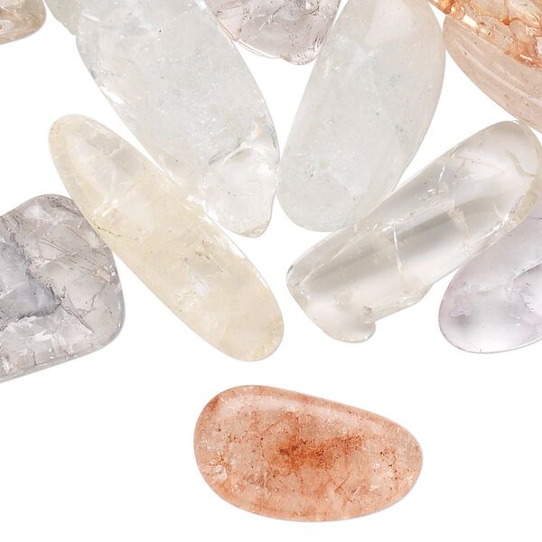 Ice flake quartz 1pkg1, top-drilled / center-drilled / undrilled nugget bead 250g mix medium to extra-large image number 0