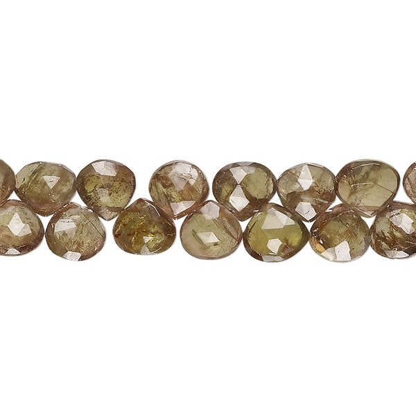 Bead, andalusite (natural), 6-8mm hand-cut top-drilled faceted puffed teardrop, B+ grade, Mohs hardness 7 to 7-1/2. Sold per 7-inch strand, approximately 60 beads. image number 0