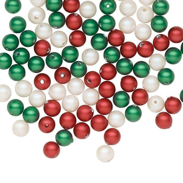 Bead, Crystal Passions®, crystal pearl, Christmas, 4mm round. Sold per pkg of 100. image number 0