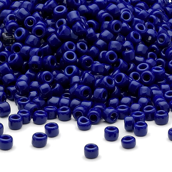 Seed bead, Dyna-Mites™, glass, opaque navy blue, #8 round. Sold per 1/2 kilogram pkg. image number 0