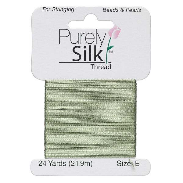 Thread, Purely Silk™, dark green, size E. Sold per 24-yard card. image number 0