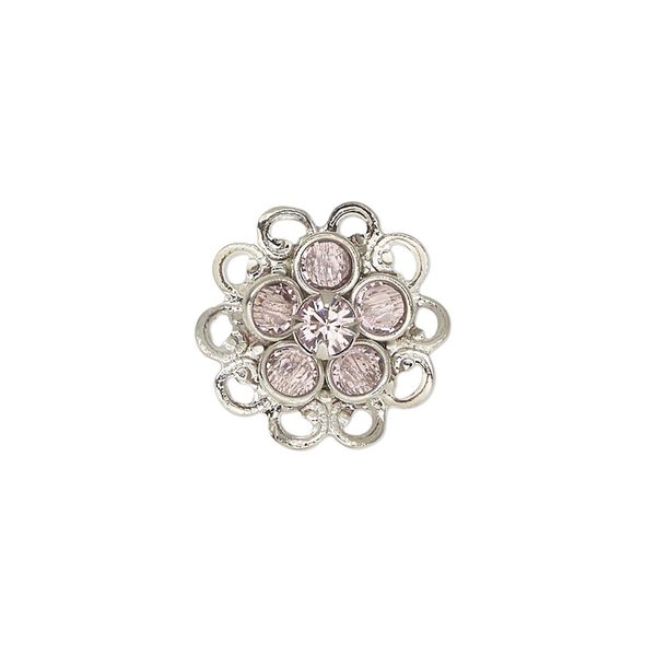 Sew-on 1pk light amethyst rhodium finish, Crystal Passions® 17mm flower image number 0