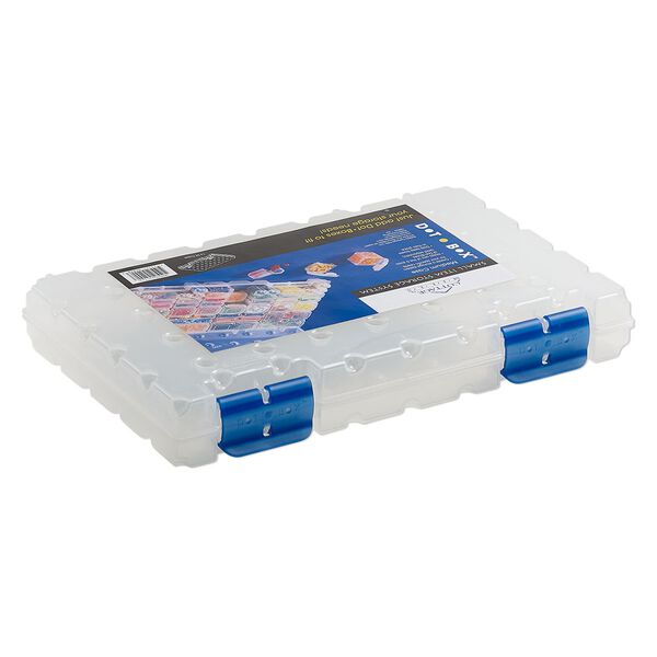 Organizer, Dot Box™, plastic, clear and blue, 11 x 7-1/2 x 1-1/2 inches. Sold individually. image number 2