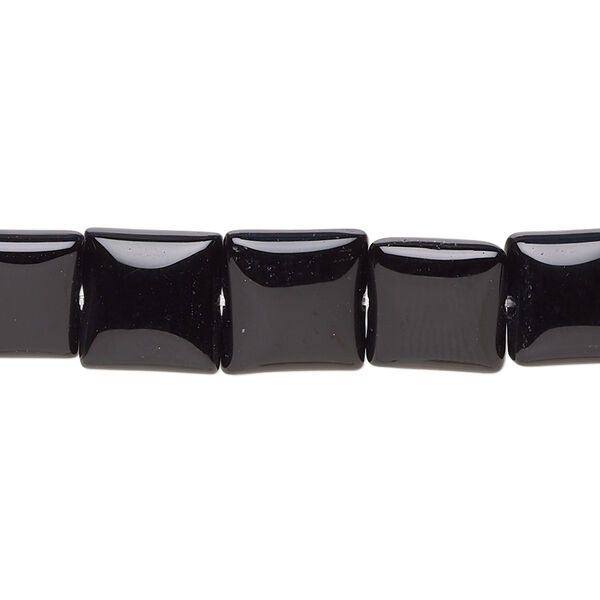 Black onyx 1pkg1, puffed square bead 15.5-16 inch 10mm image number 0