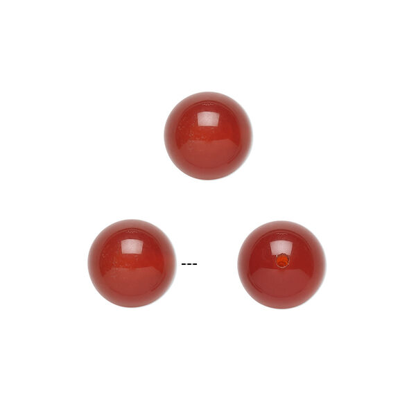 Carnelian 1pkg2, half-drilled round bead 8mm image number 0