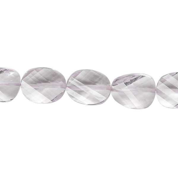 Lavender amethyst 1pkg5, hand-cut faceted twisted flat oval bead natural 11x9mm image number 0