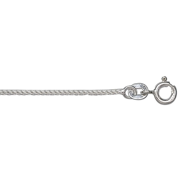Chain, sterling silver, 1.3mm round foxtail, 16 inches. Sold individually. image number 0