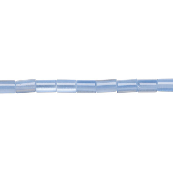 Bead, cat's eye glass (fiber optic glass), blue, 5x3mm round tube. Sold per 15-inch strand. image number 0