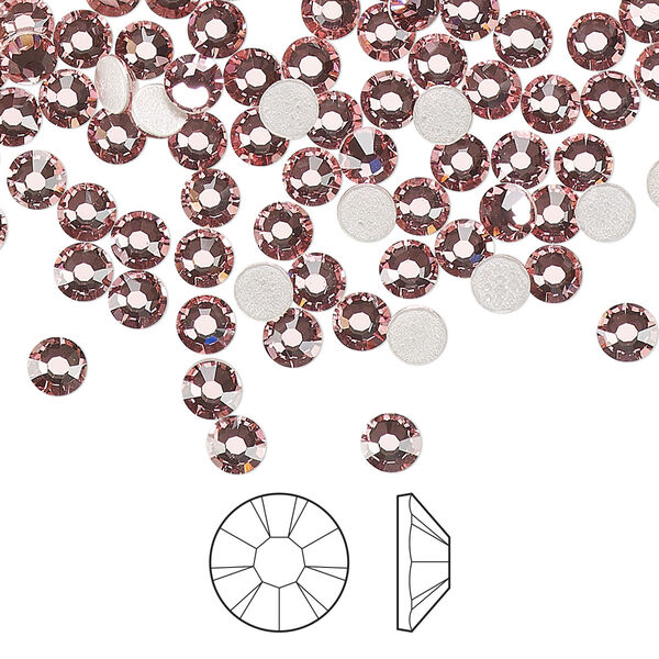 Flat back 144pk light rose foil back, Preciosa MAXIMA Czech crystal hotfix rhinestone 3.8-4mm chaton rose round SS16 image number 0