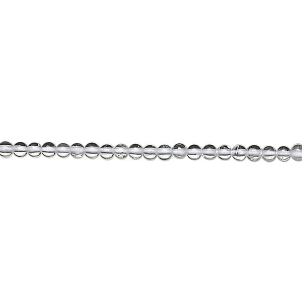 Bead, quartz crystal (natural), 2-2.5mm hand-cut round, B- grade, Mohs hardness 7. Sold per 15-1/2" to 16" strand. image number 0