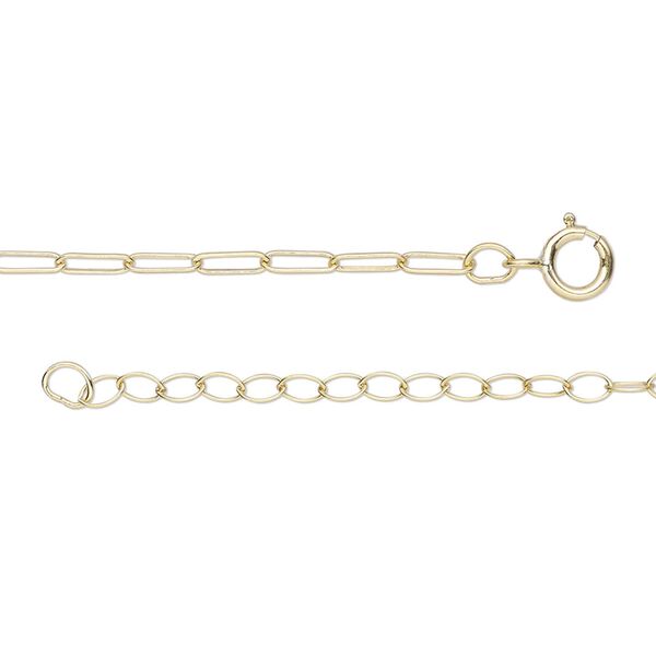 Chain, 14Kt gold-filled, 1.8mm elongated cable, 18 inches with 2-inch extender chain and springring clasp. Sold individually. image number 0