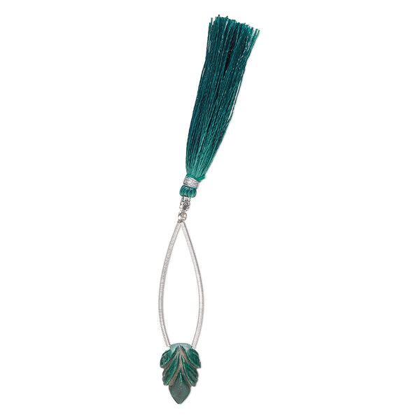 Malachite 1pkg1, hand-cut top-drilled carved leaf bead natural B grade, 18x12mm image number 1