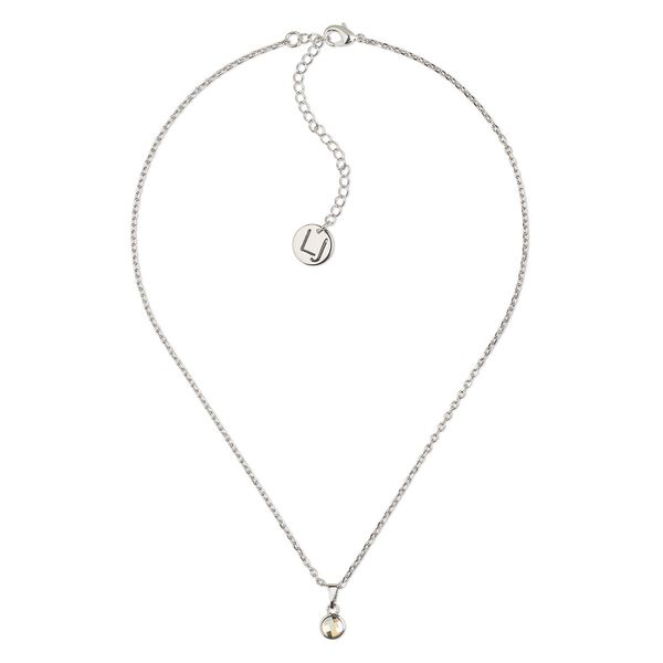Necklace, Everyday Jewelry™, Crystal Passions® and silver-plated "pewter", light Colorado topaz, 7.5mm round, 16 inches with 2-1/2 inch extender chain and lobster claw clasp. Sold individually. image number 0