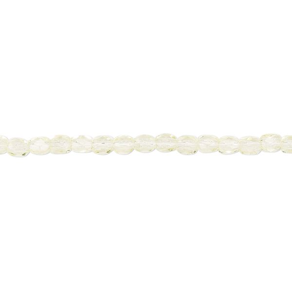 Bead, Czech fire-polished glass, lemon, 3mm faceted round. Sold per 16-inch strand. image number 0
