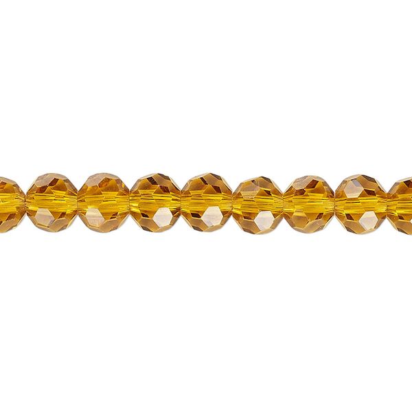 Bead 1pk 32 facets transparent gold, Celestial Crystal® 6mm round 15.5-16 inch image number 0