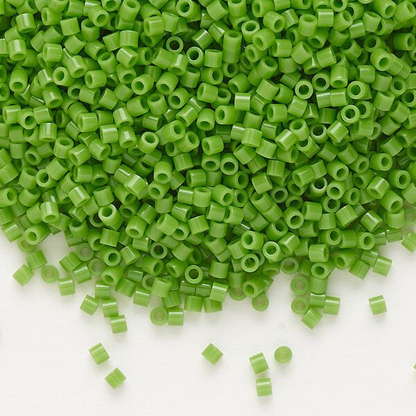 Seed bead, Delica®, glass, pkg/50g, #15 round, opaque green (DBS-0724). image number 0