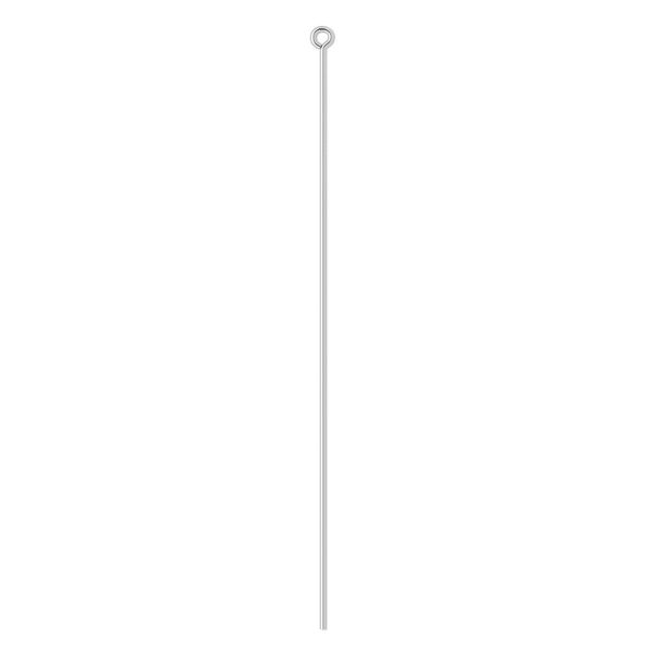 Eye pin, silver-plated brass, 3 inches, 21 gauge. Sold per pkg of 500. image number 0