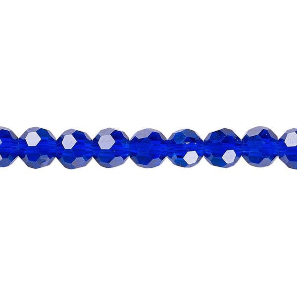 Bead 1pk 32 facets translucent cobalt blue, Celestial Crystal® 6mm round 15.5-16 inch image number 0