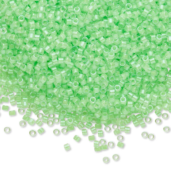 Seed bead, Delica®, glass, pkg/50g, #11 round, translucent luminous inside dyed color mint green (DB-2040). image number 0