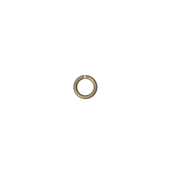 Jump ring, antique gold-plated brass, 6mm round, 4.4mm inside diameter, 20 gauge. Sold per pkg of 100. image number 0