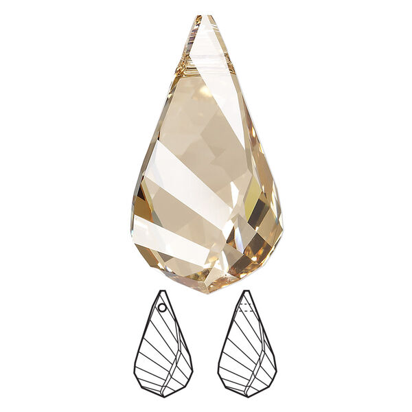 Focal 1pk crystal golden shadow, Crystal Passions® 30x16mm pendant helix 6020 image number 0