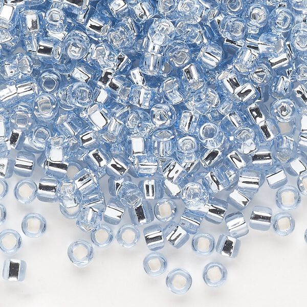 Seed bead, Dyna-Mites™, glass, silver-lined translucent pale blue, #6 round with square hole. Sold per 1/2 kilogram pkg. image number 0