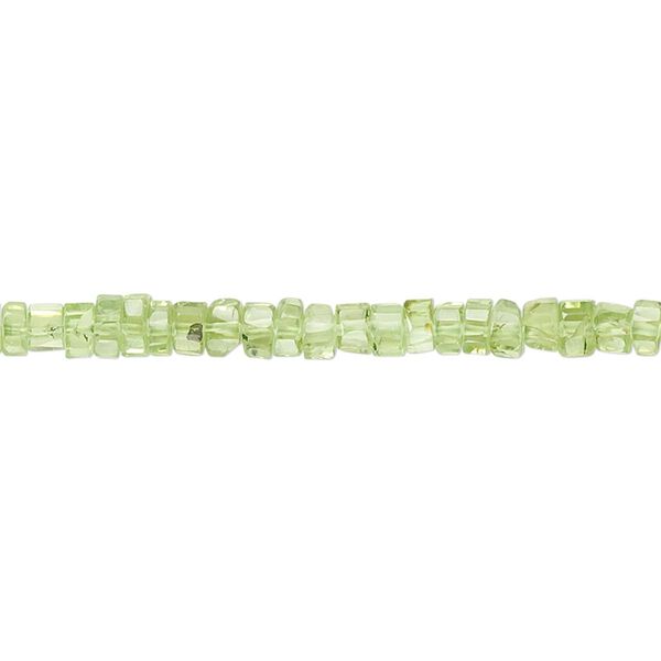 Peridot 1pkg1, hand-cut faceted heishi bead natural 15.5-16 inch 4x2mm image number 0