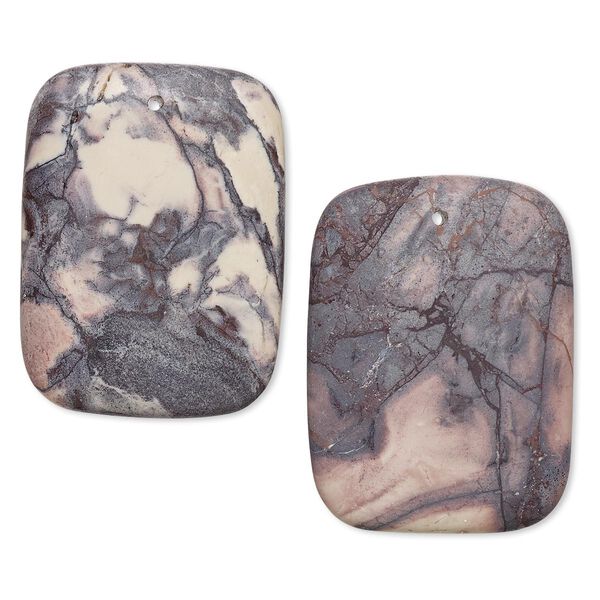 Focal, terra rosa jasper (natural), matte, 40x30mm flat rectangle, B grade, Mohs hardness 6-1/2 to 7. Sold per pkg of 2. image number 0