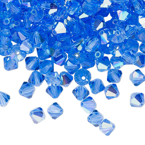 Bead 576pk sapphire glitter, Preciosa Czech crystal 5mm bicone image number 0