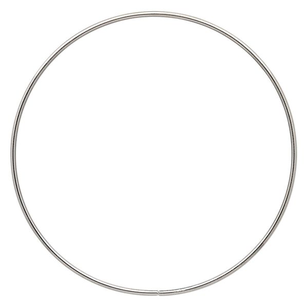 Beading hoop, imitation rhodium-plated steel, 6-inch closed round. Sold per pkg of 2. image number 0