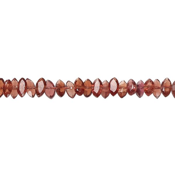 Garnet 1pkg1, hand-cut faceted puffed marquise bead natural 14 inch 5x2mm-6x3mm image number 0
