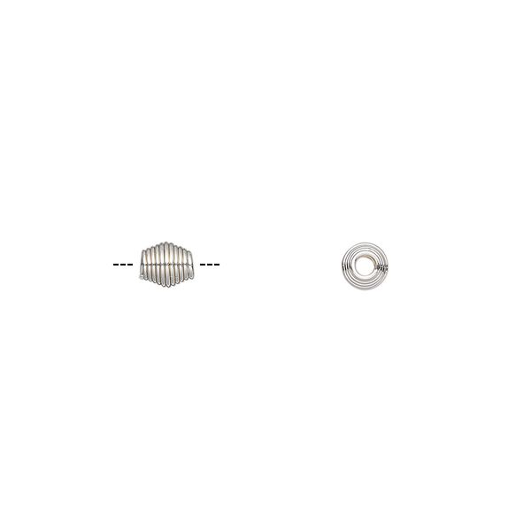 Bead, silver-finished steel, 4.5x4mm coiled double cone. Sold per pkg of 10. image number 0