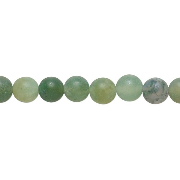 Moss agate 1pkg1, matte round bead natural 8 inch 6mm image number 0