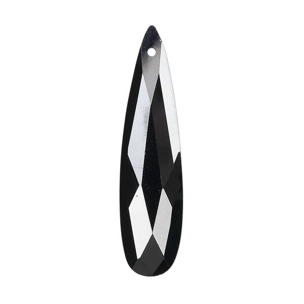 Focal, cubic zirconia, black, 36x9mm faceted teardrop, Mohs hardness 8-1/2. Sold per pkg of 2. image number 0