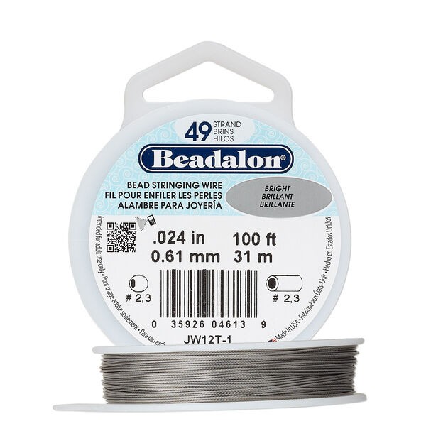 Wire, Beadalon®, nylon and stainless steel, bright, 49 strand, 0.024-inch diameter. Sold per 100-foot spool. image number 0