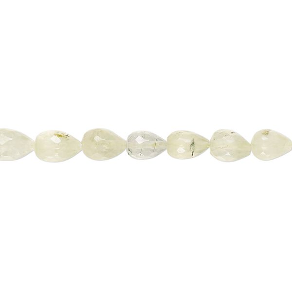 Prehnite 1pkg1, hand-cut micro-faceted teardrop bead natural 8 inch 6x4mm-8x5mm image number 0