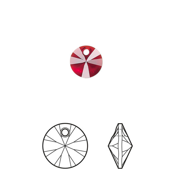 Drop 144pk Siam, Swarovski® 8mm pendant mini disk 6428 image number 0